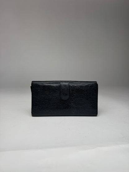Vintage Gianni Versace Ostrich Leather Wallet Black