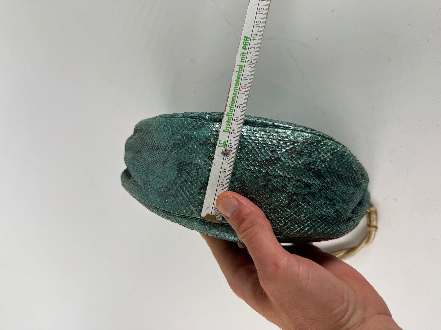 Vintage Gianni Versace Snakskin Leather Bag Turquoise golden