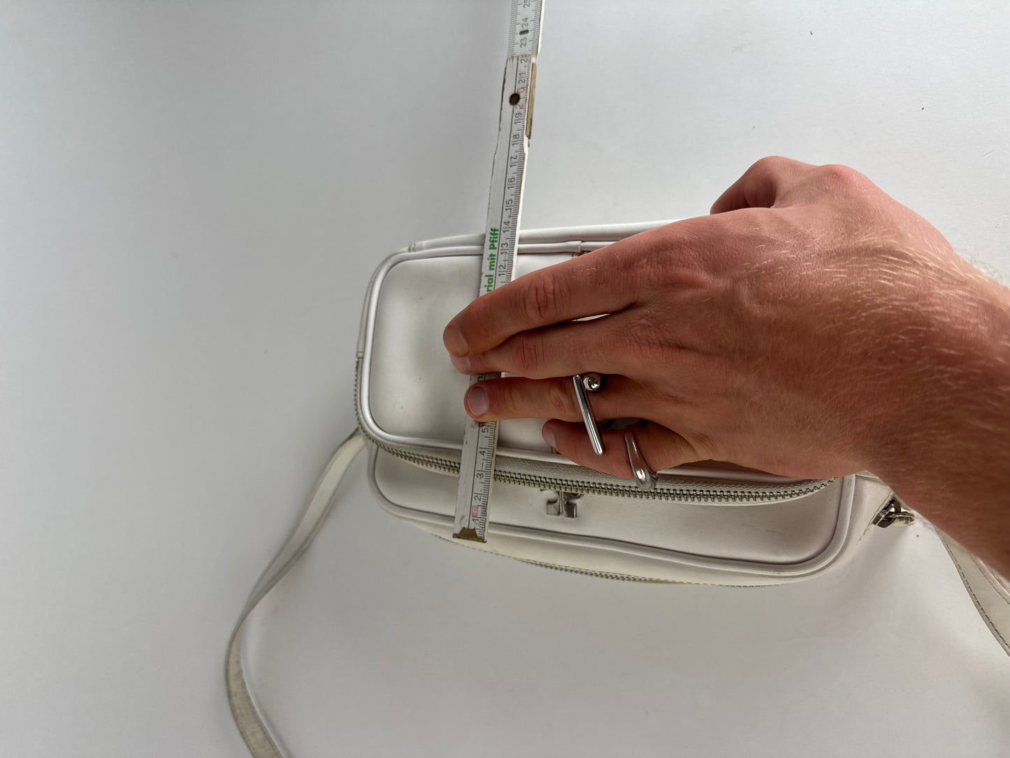 Vintage Courreges Paris Leather Crossbody Bag White