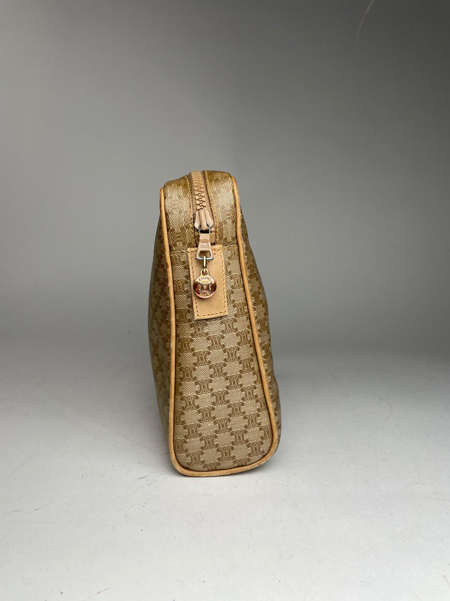 Vintage Celine Triomphe Leather Monogram Clutch