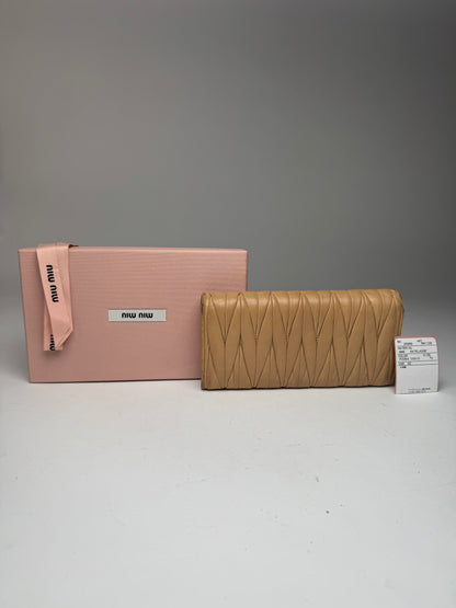 Vintage Miu Miu Metallasse Leather Wallet Caramel
