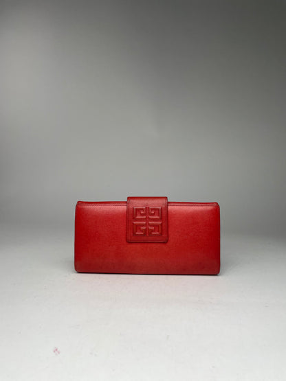 Vintage Givenchy GV3 Leather Wallet Red