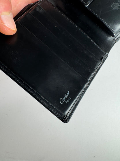 Vintage Cartier Flap Leather Wallet Black