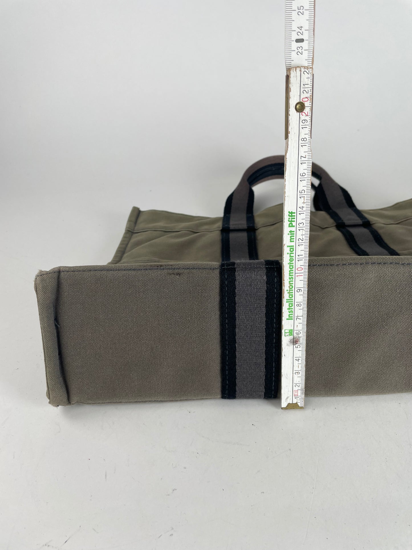 Vintage Hermes Canvas Shopper Bag Grey