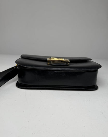 Vintage Celine Paris Triomphe Leather Bag Black