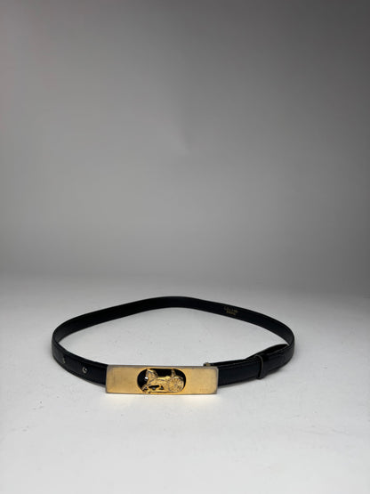 Vintage Celine Paris Leather Belt Black