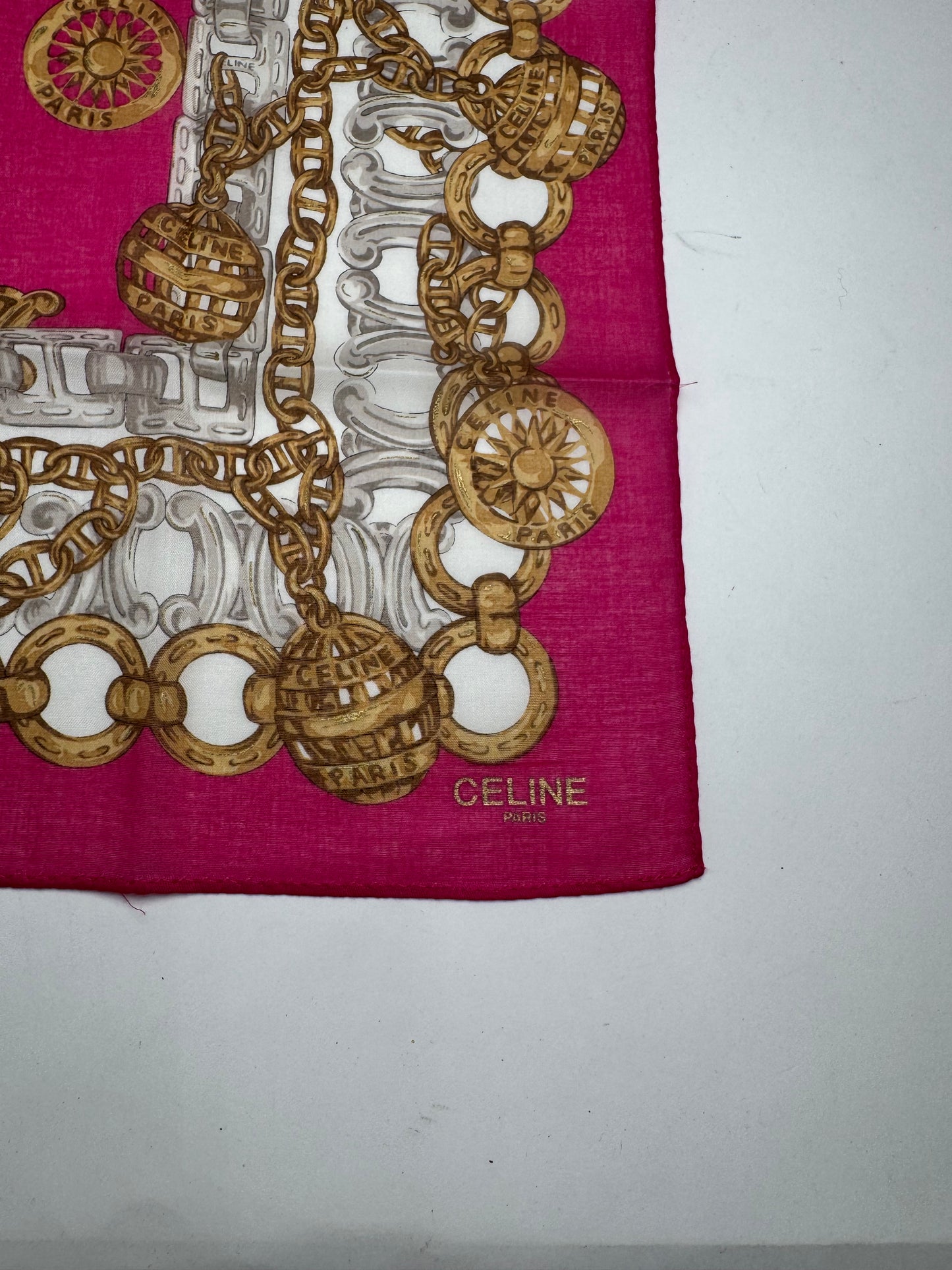 Vintage Celine Paris Silk Scarf Red