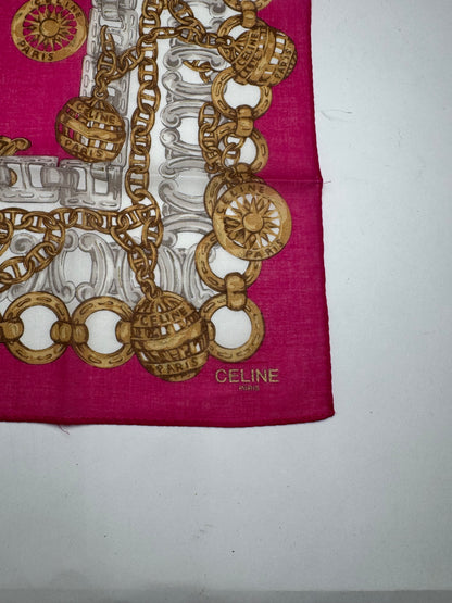 Vintage Celine Paris Silk Scarf Red