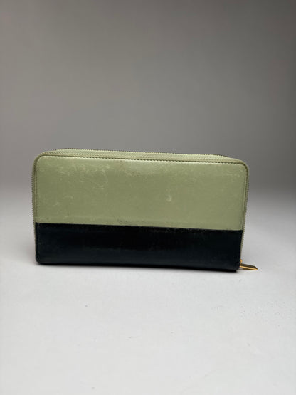 Portefeuille vintage en cuir Céline Triomphe vert noir