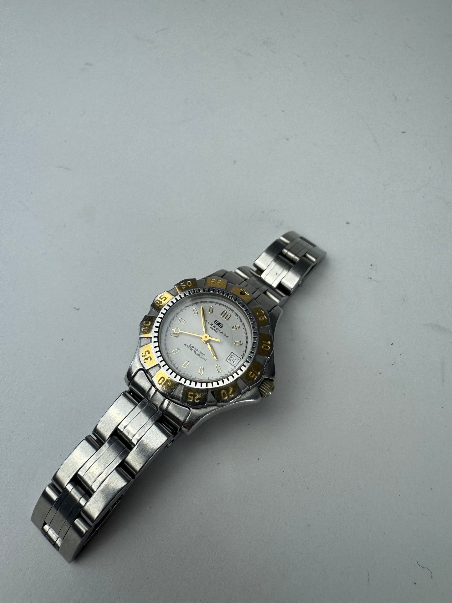 Vintage Balenciaga Steel Watch Silver Golden