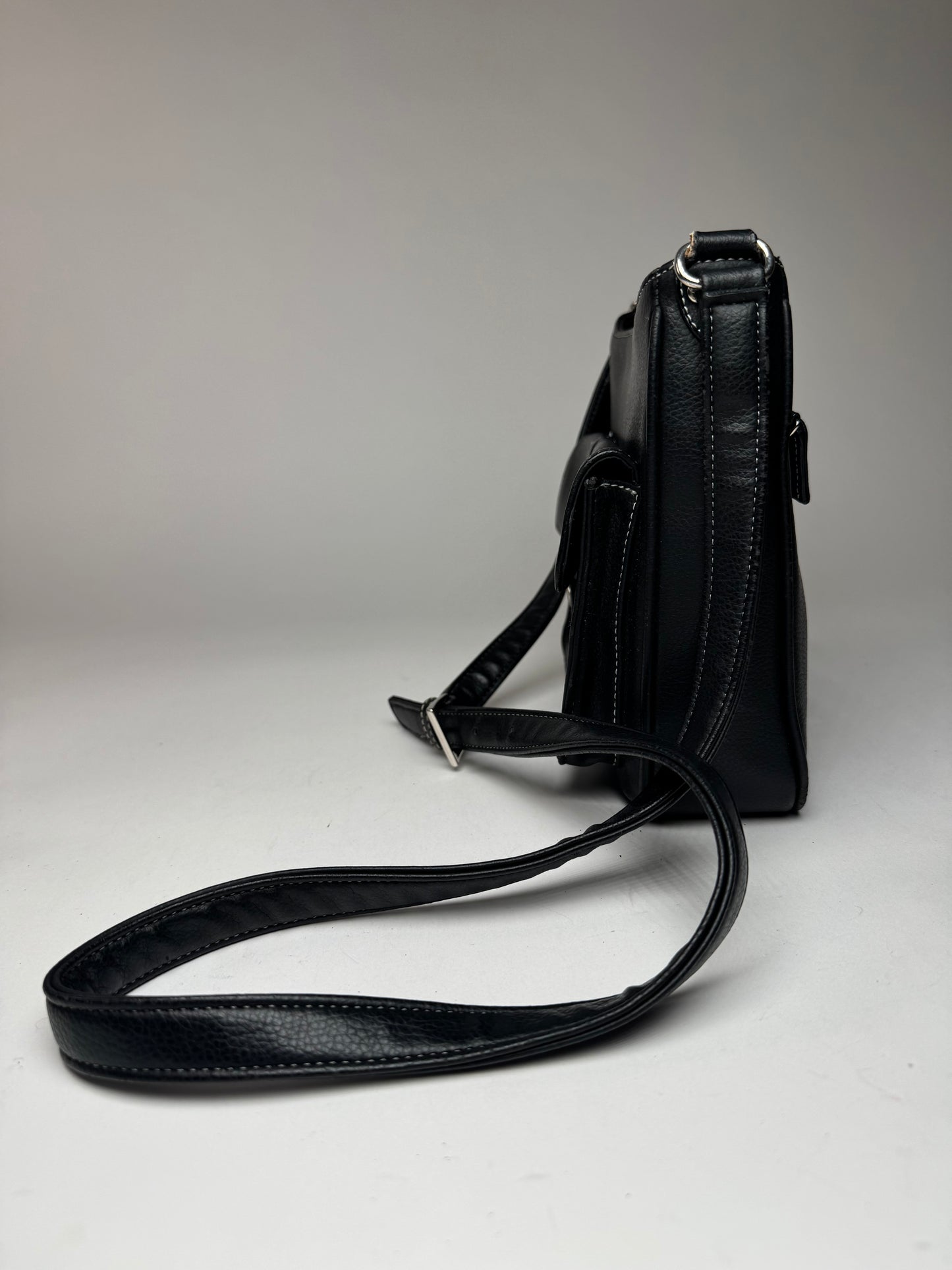 Vintage Courreges Paris Leather Bag Black