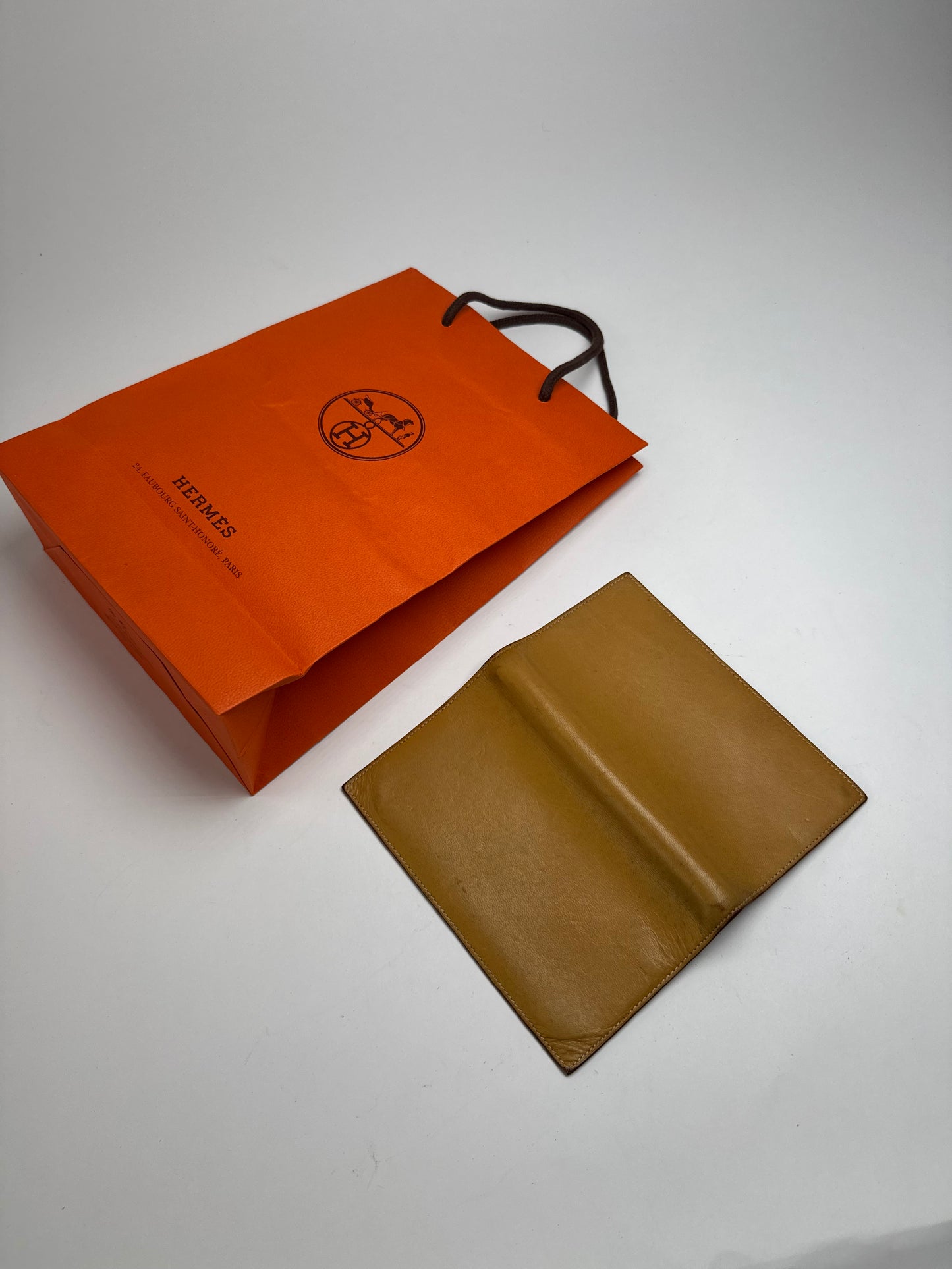 Vintage Hermes Paris Leather ID Holder Yellow