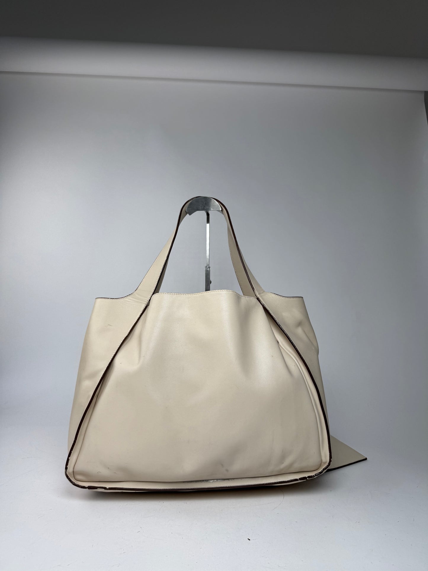 Vintage Stella Mc Cartney Vegan Leather Logo Shopper Bag Beige
