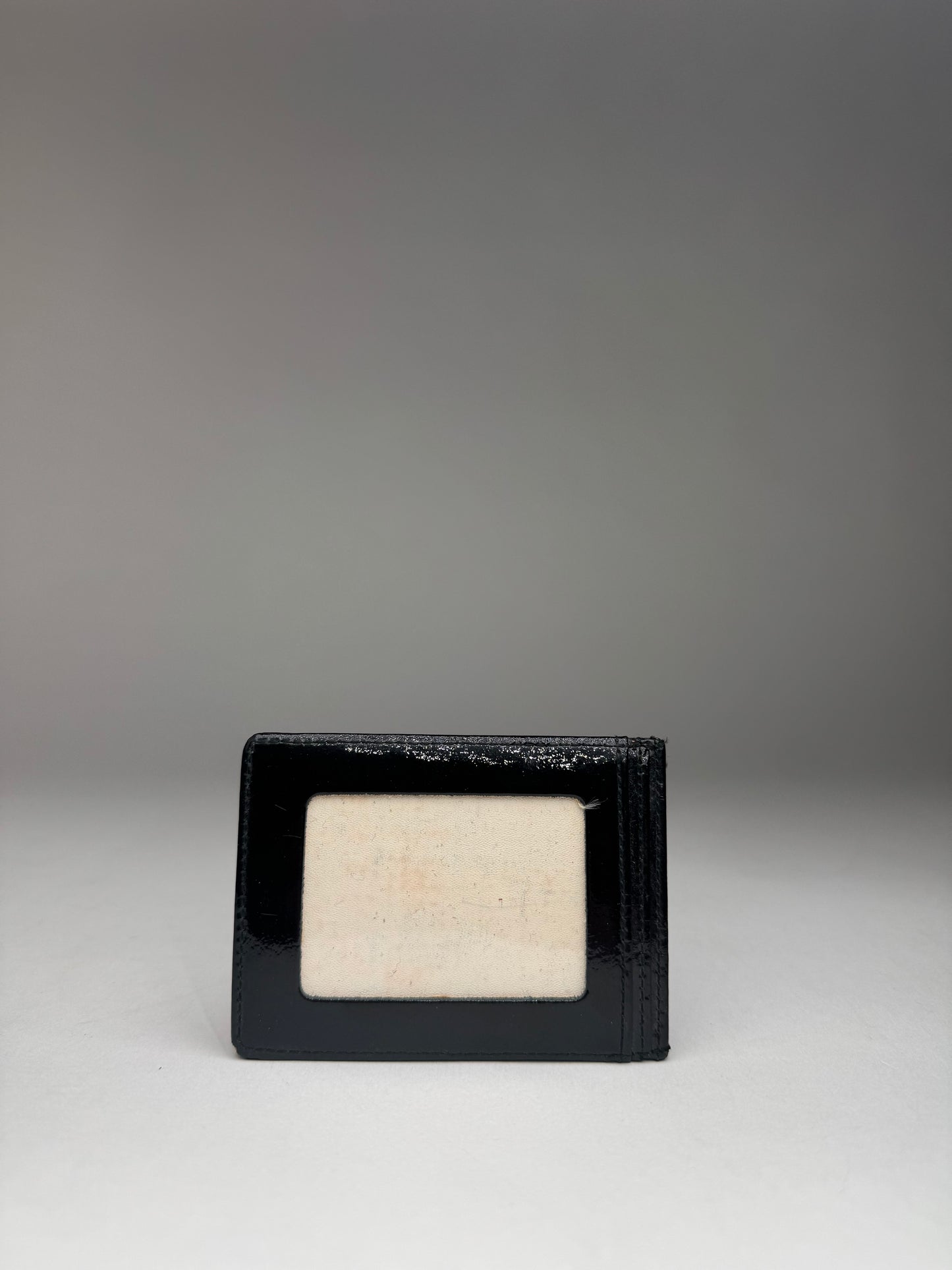 Vintage Courreges Paris Patent Leather Card Holder black