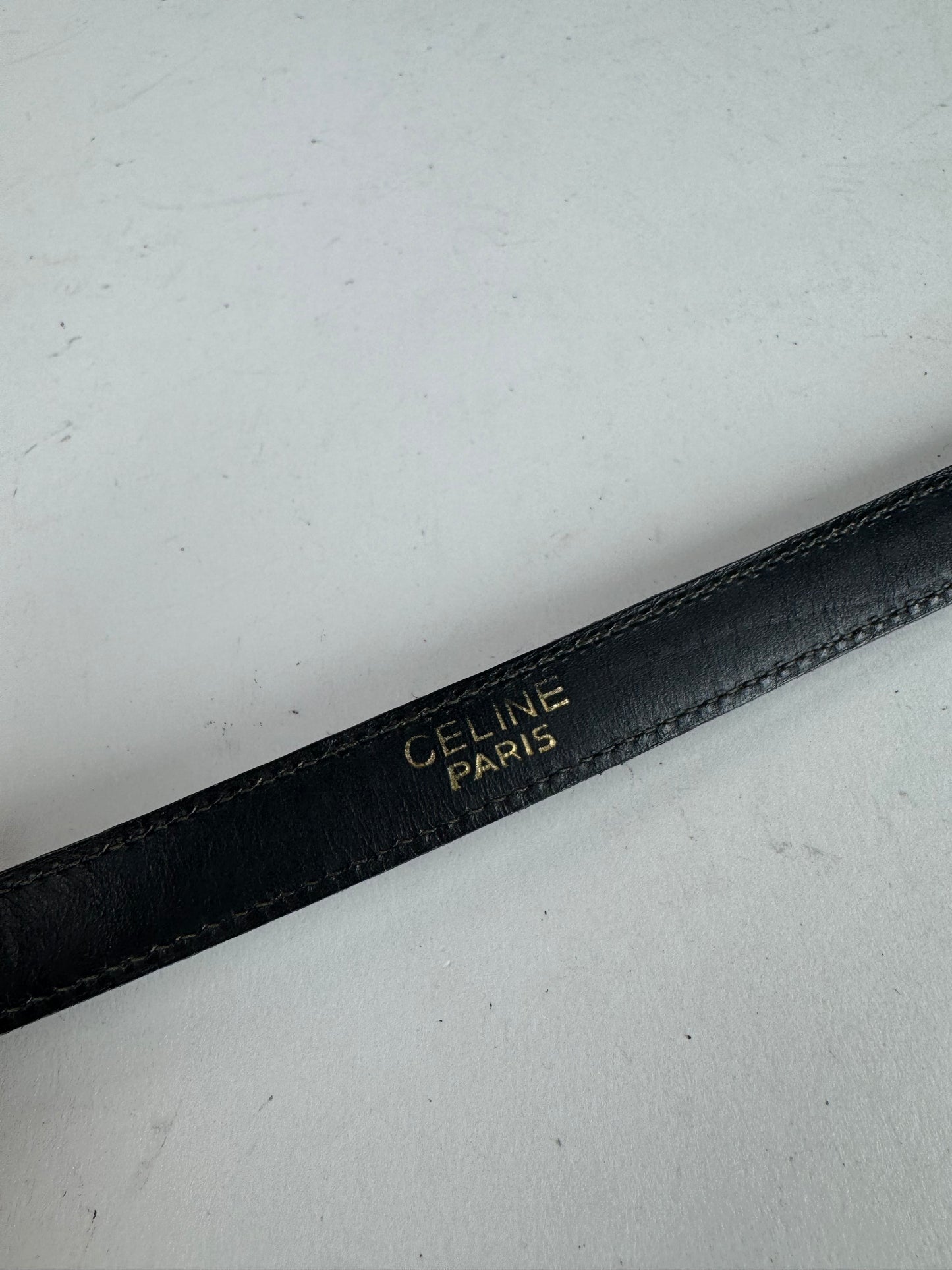 Vintage Celine Paris Leather Belt Black