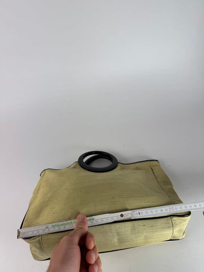 Vintage Balenciaga Linen Bag Citron Yellow Black