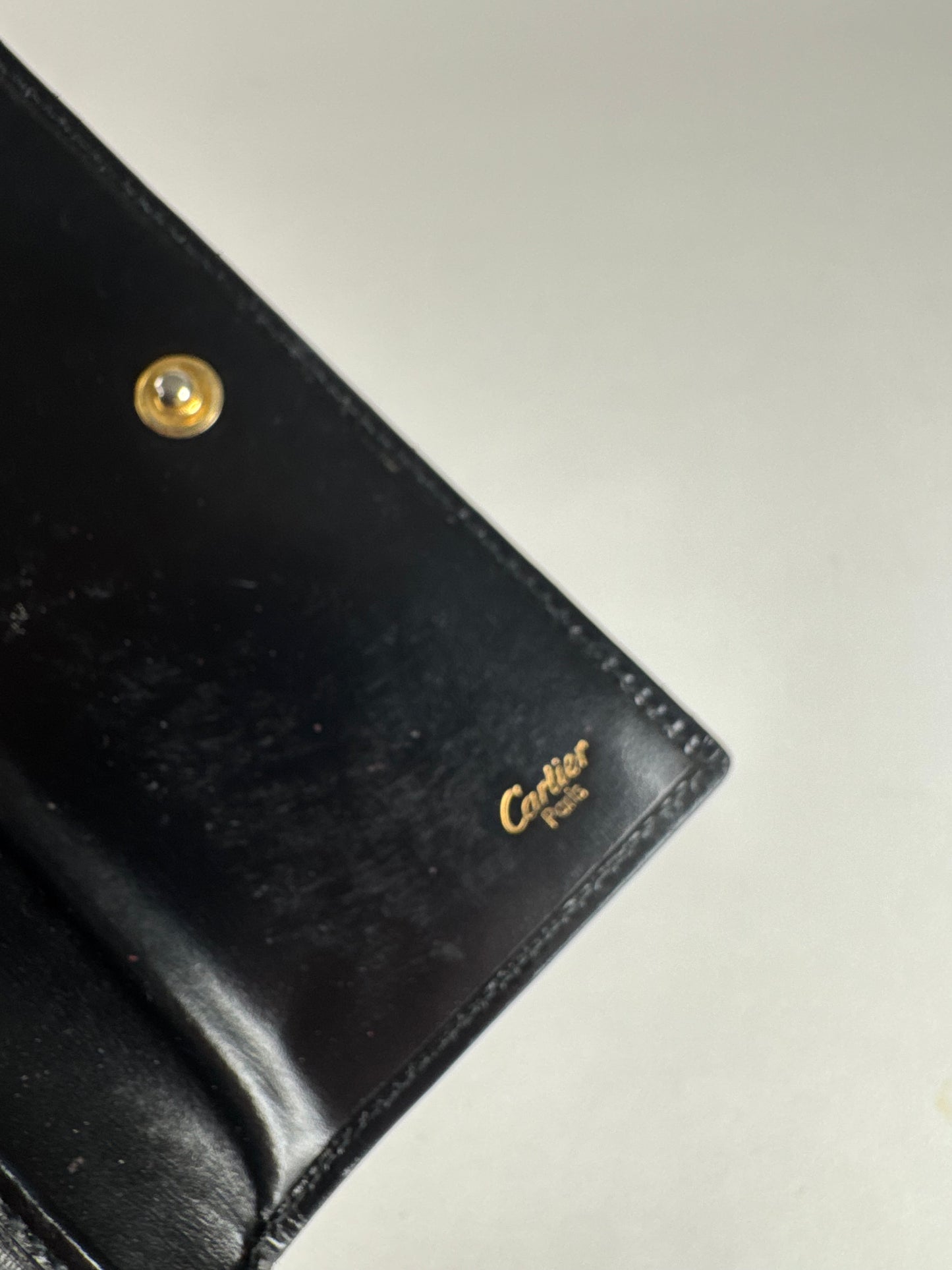 Vintage Cartier Panthere Patent Leather Wallet Black