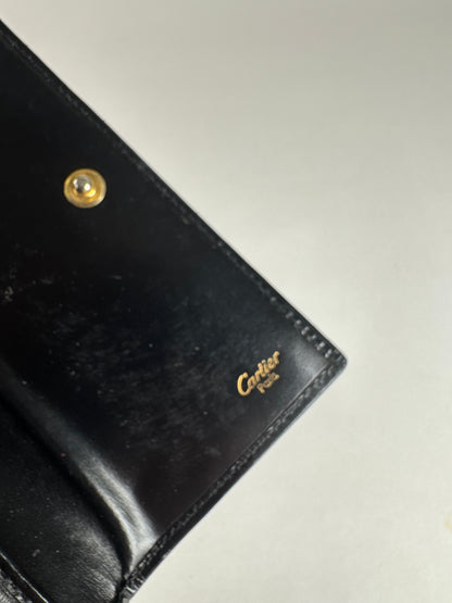 Vintage Cartier Panthere Patent Leather Wallet Black
