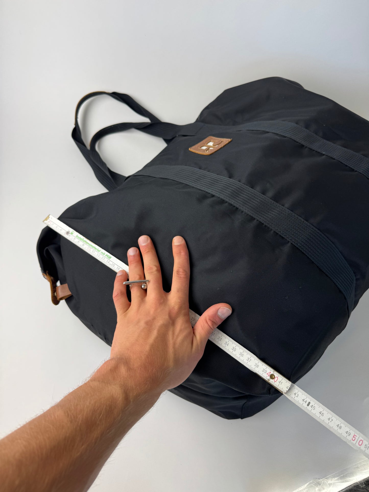 Vintage Courreges Paris Weekender Travel Bag Black Brown