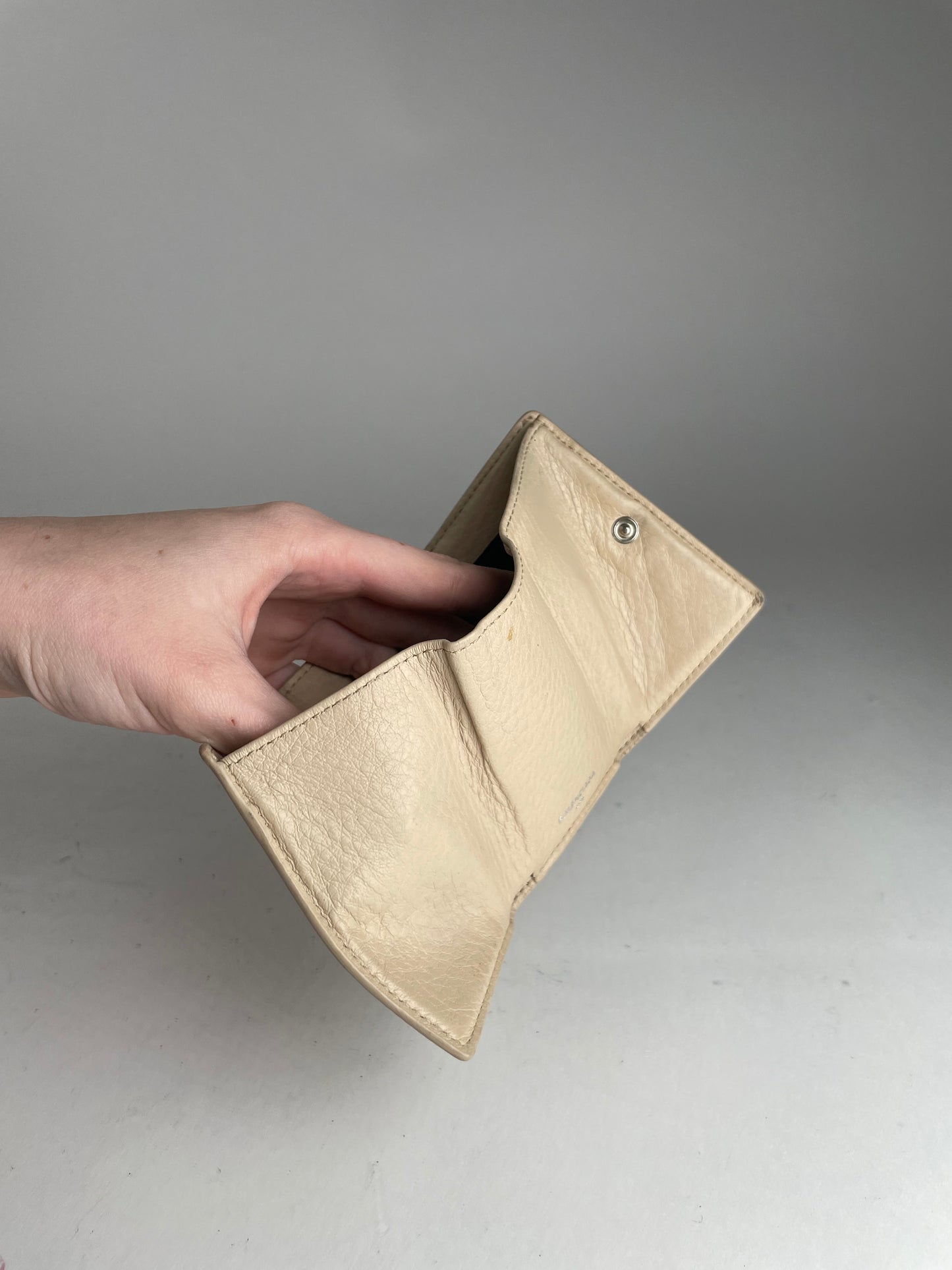 Vintage Balenciaga Leather Card Holder Beige