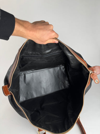 Vintage Celine Paris Triomphe Weekender Travel Bag Black Brown