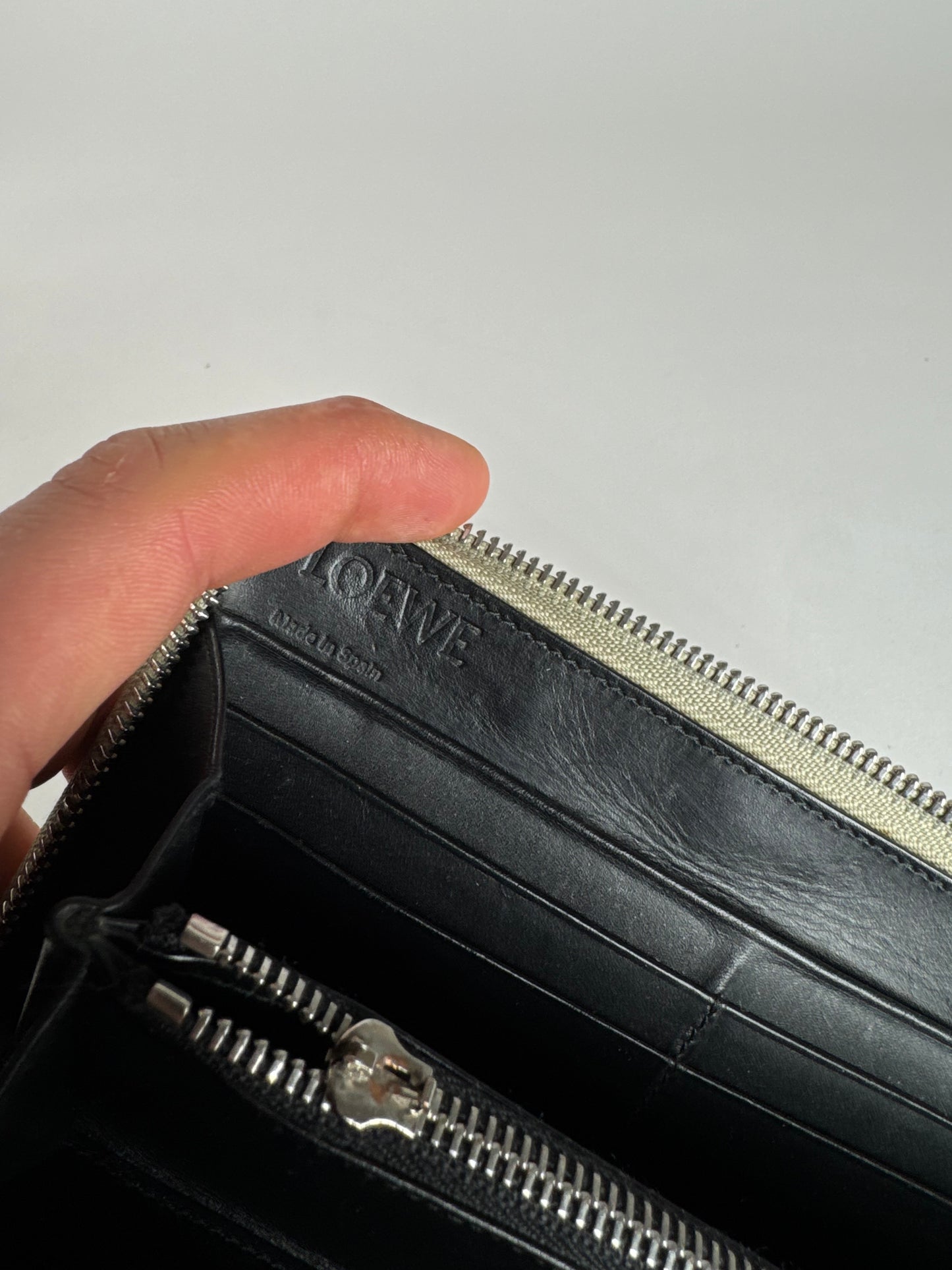 Vintage Loewe Madrid Monogram Leather Wallet grey