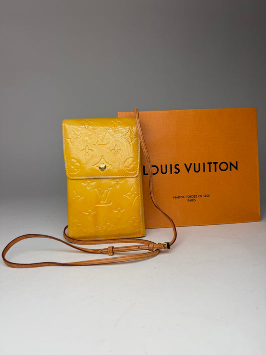 Vintage Louis Vuitton Vernis Leather Messenger Bag Yellow