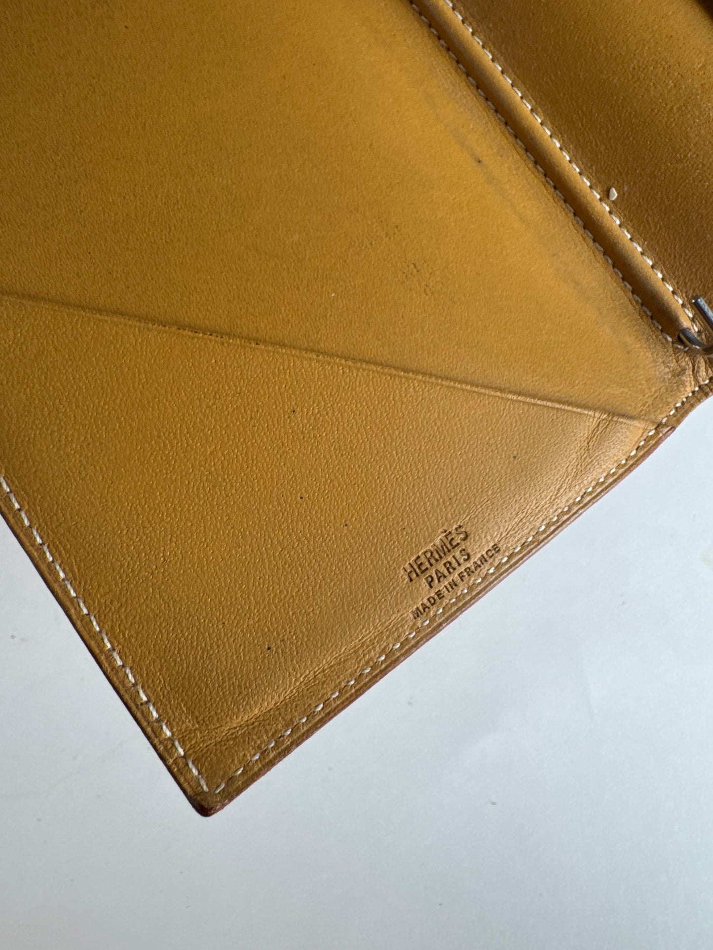 Vintage Hermes Paris Leather ID Holder Yellow