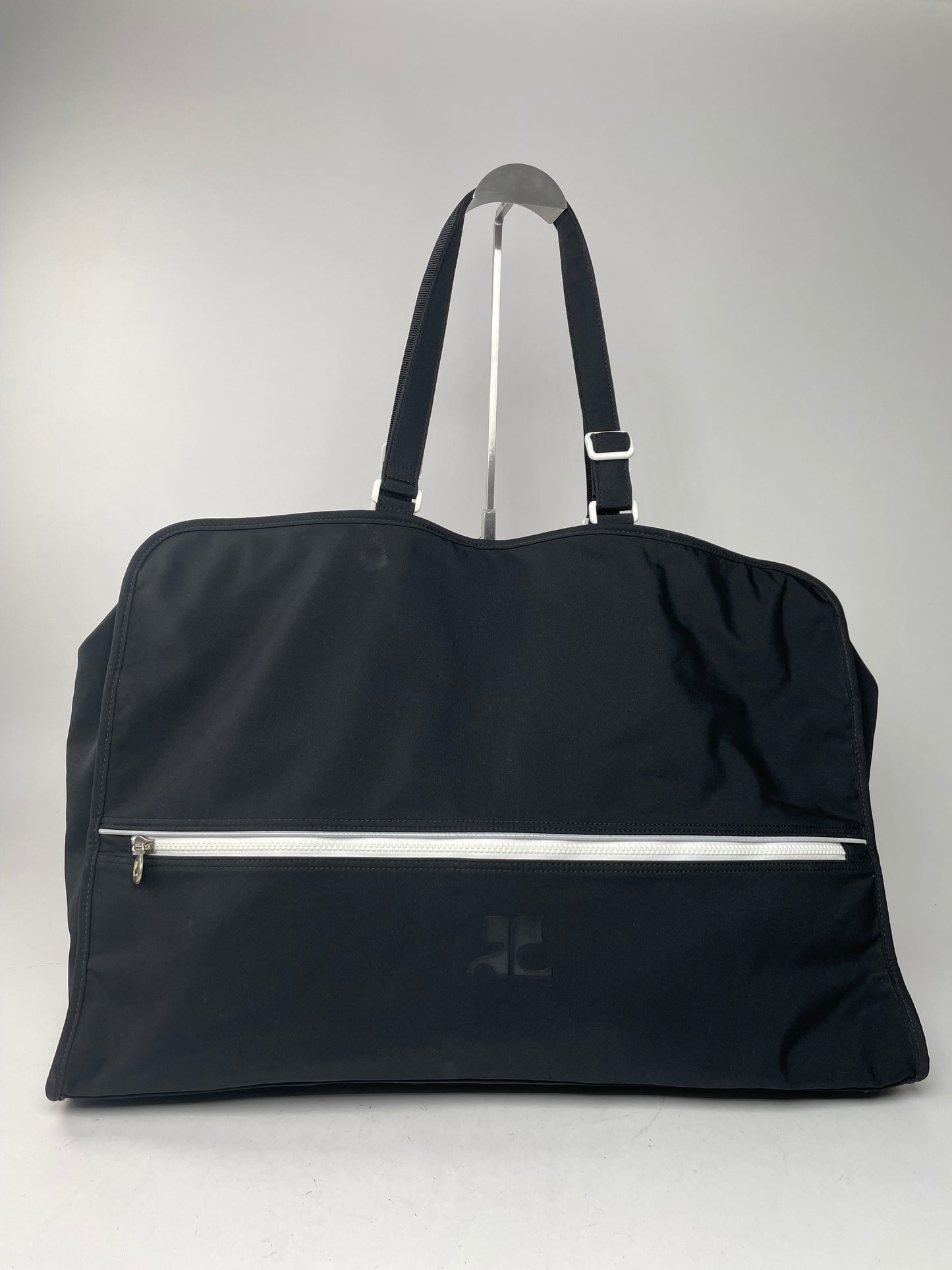 Vintage Courreges Paris Weekender Travel Bag Black White