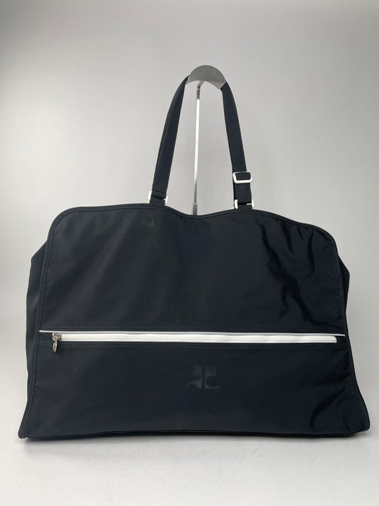 Vintage Courreges Paris Weekender Travel Bag Black White
