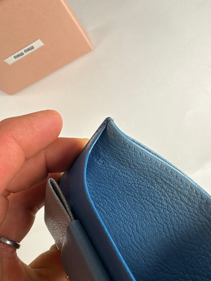Vintage Miu Miu Leather Card Holder Blue