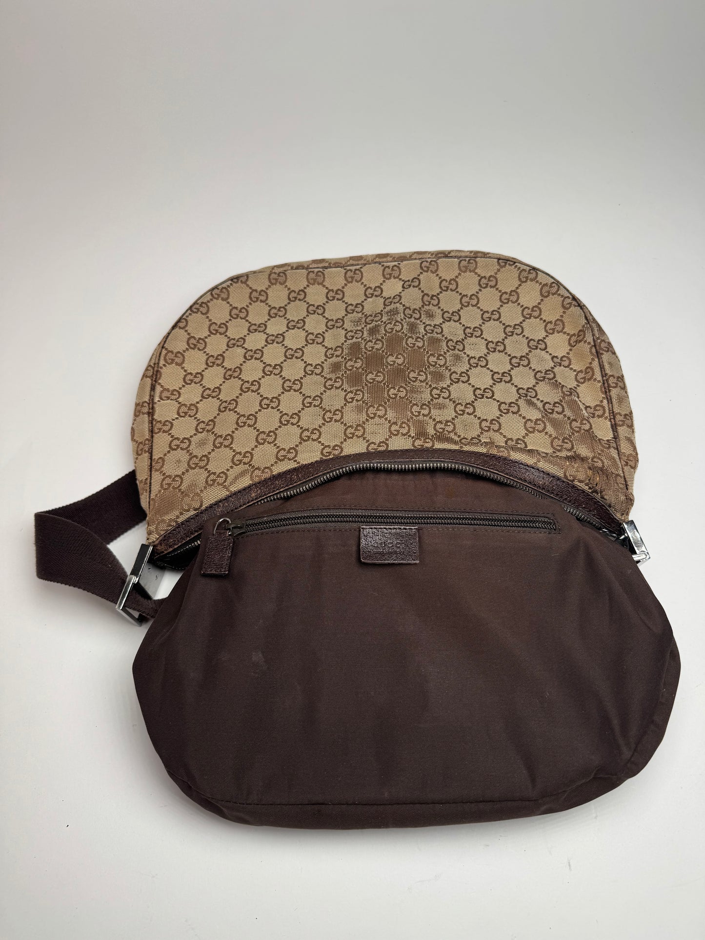 Vintage Gucci Monogram Crossaint 2Way Bag beige
