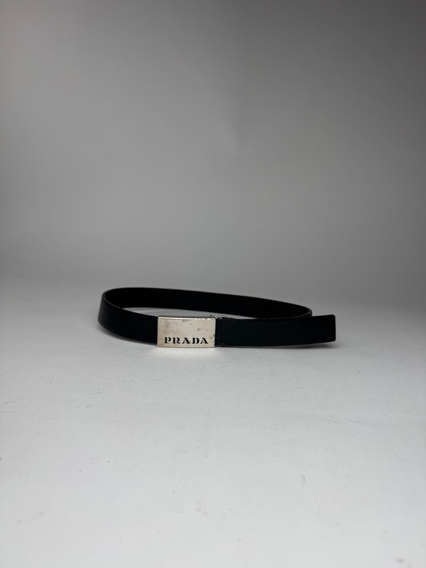 Vintage Prada Leather Belt Black