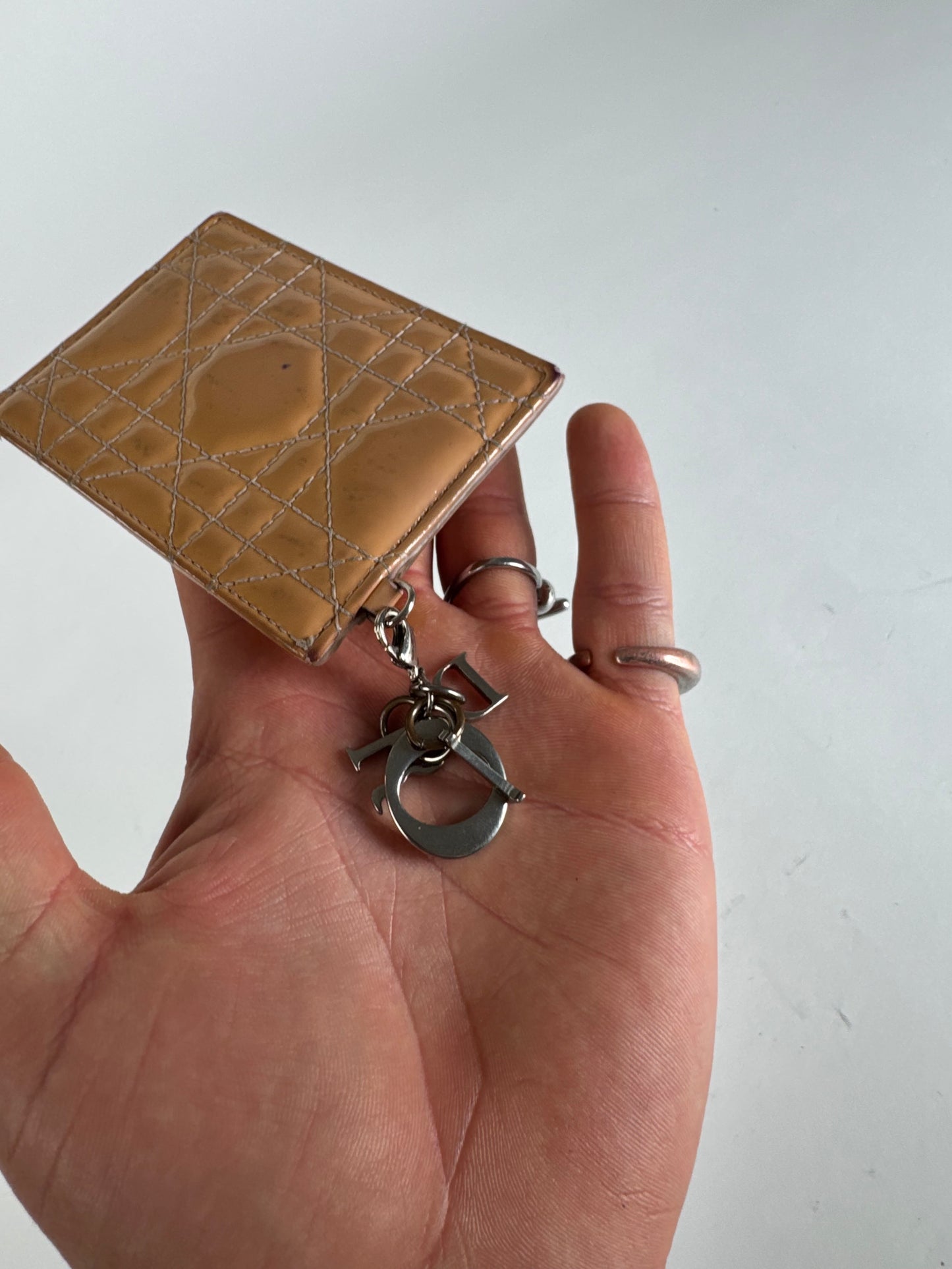 Vintage Dior Patent Leather Card Holder Peach-Orange