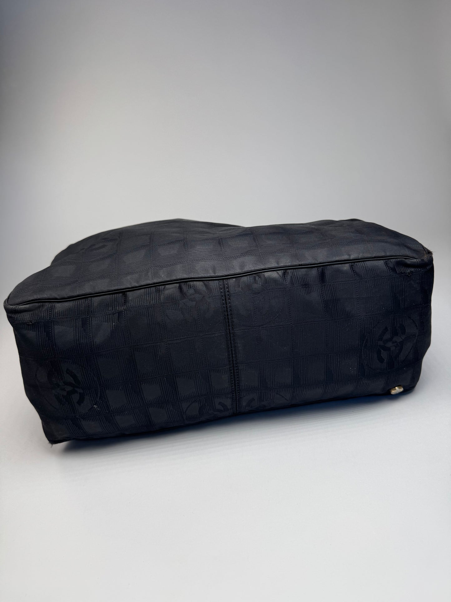 Vintage Chanel Canvas Monogram Shopper Black