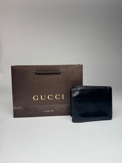 Vintage Gucci foldable Leather Wallet black