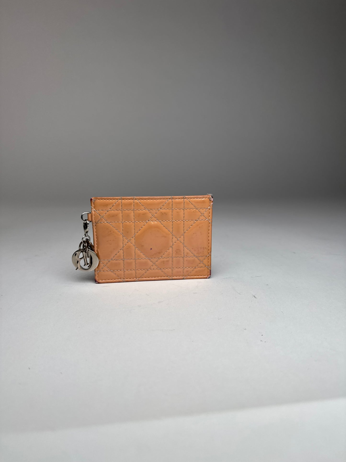 Vintage Dior Patent Leather Card Holder Peach-Orange