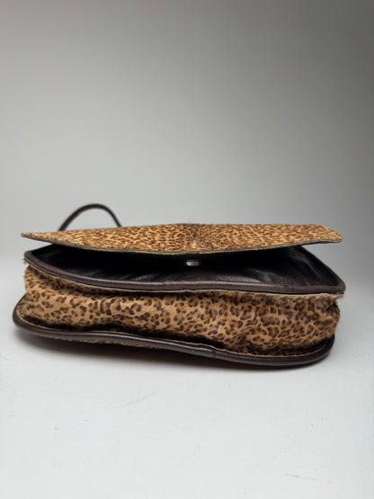Vintage Bottega Veneta Fur Leather Bag Leopard Brown