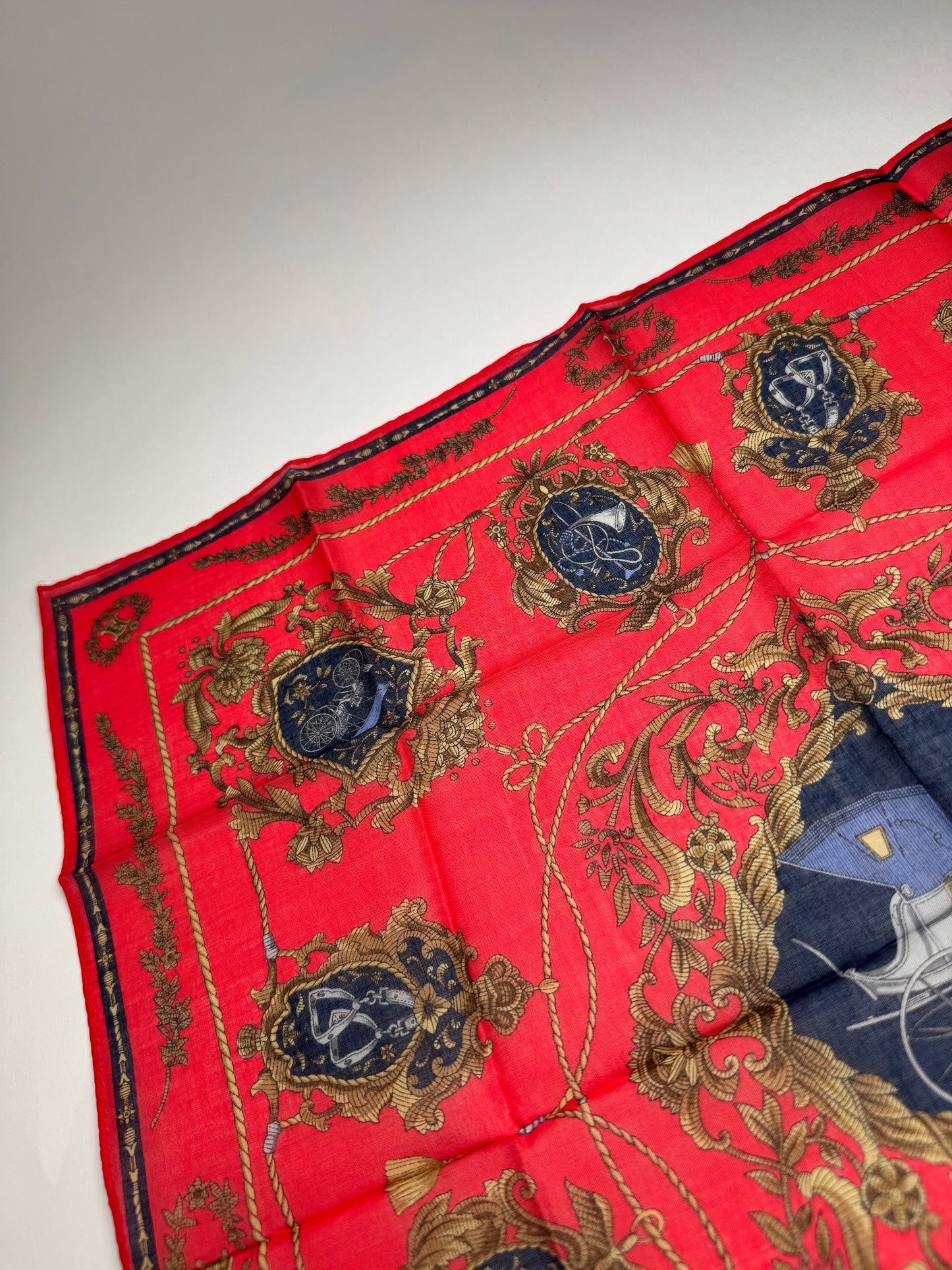 Vintage Celine Paris Silk/Canvas Scarf Red