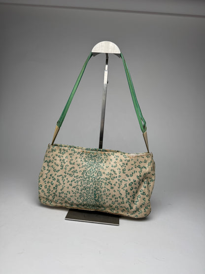 Vintage Bottega Veneta Campana Fur Baguette Bag beige/TURQUOISE