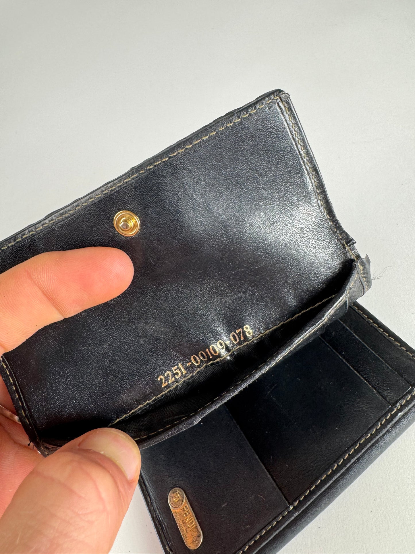 Vintage Fendi Roma Leather Wallet Striped Black Brown