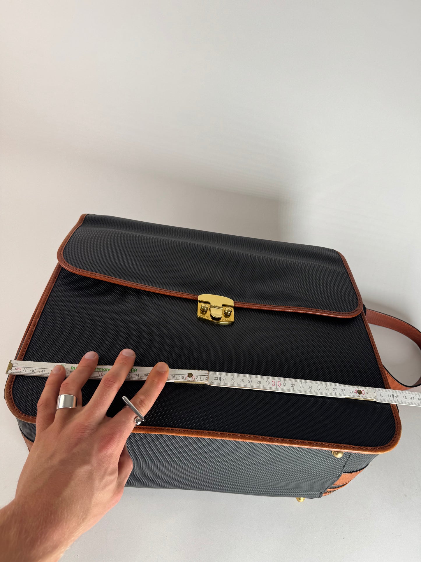 Vintage Bottega Veneta leather Suitcase black / Brown