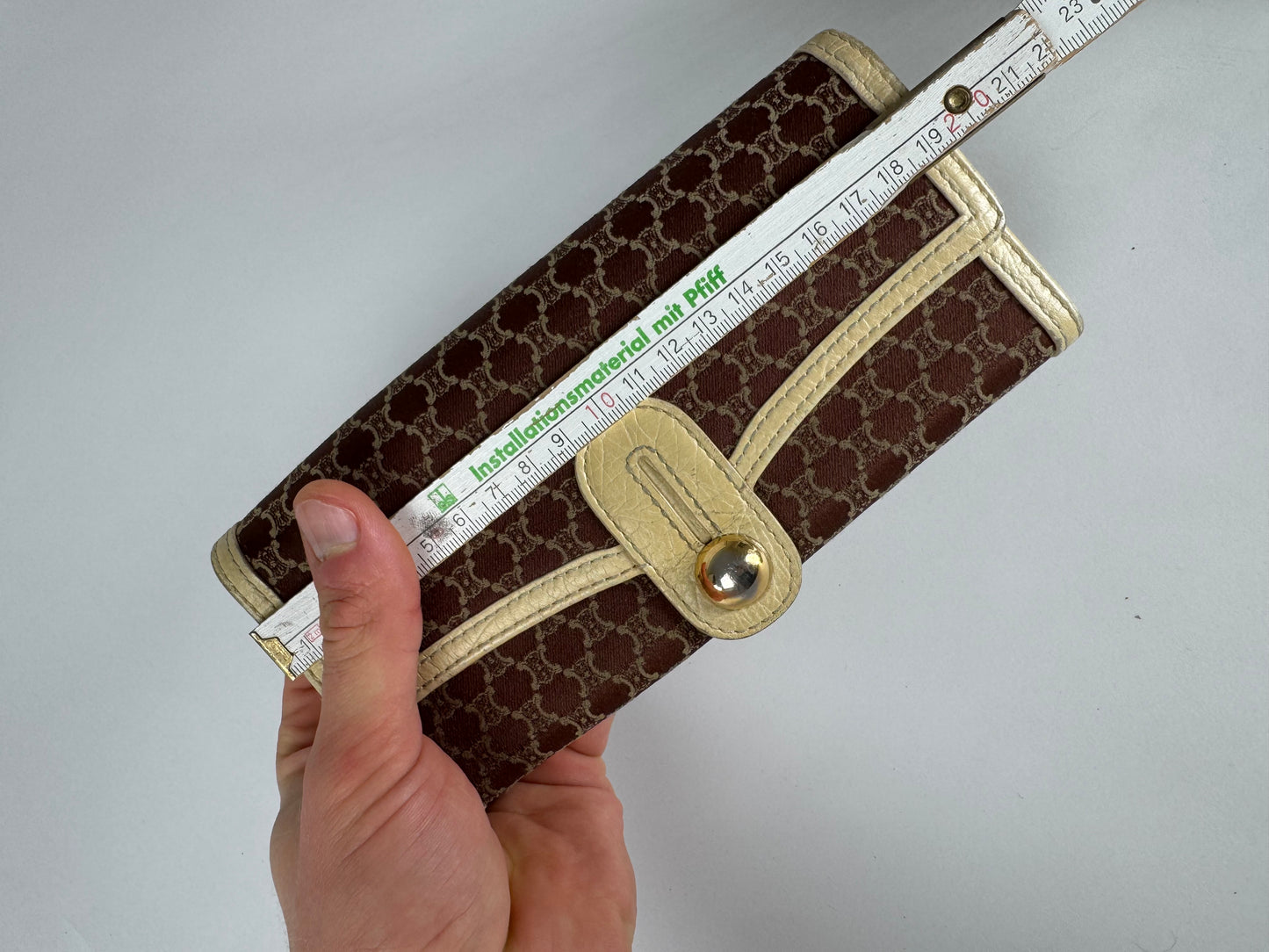 Vintage Celine Leather Canvas Monogram Wallet