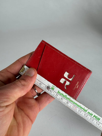 Vintage Courreges Paris Leather Card Holder Red