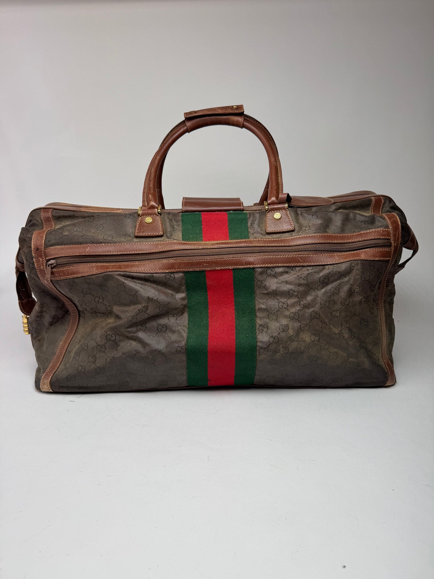 Vintage Gucci Duffel Bag / Travel Bag Monogram Brown