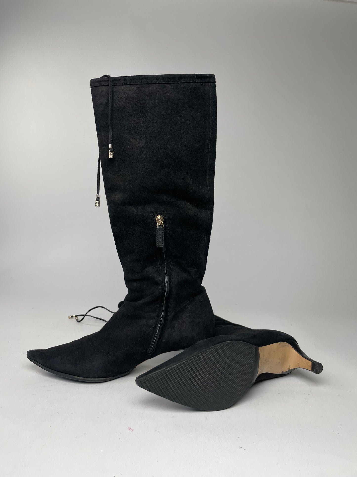Vintage Gucci Suede Heeled Boots Black 37C