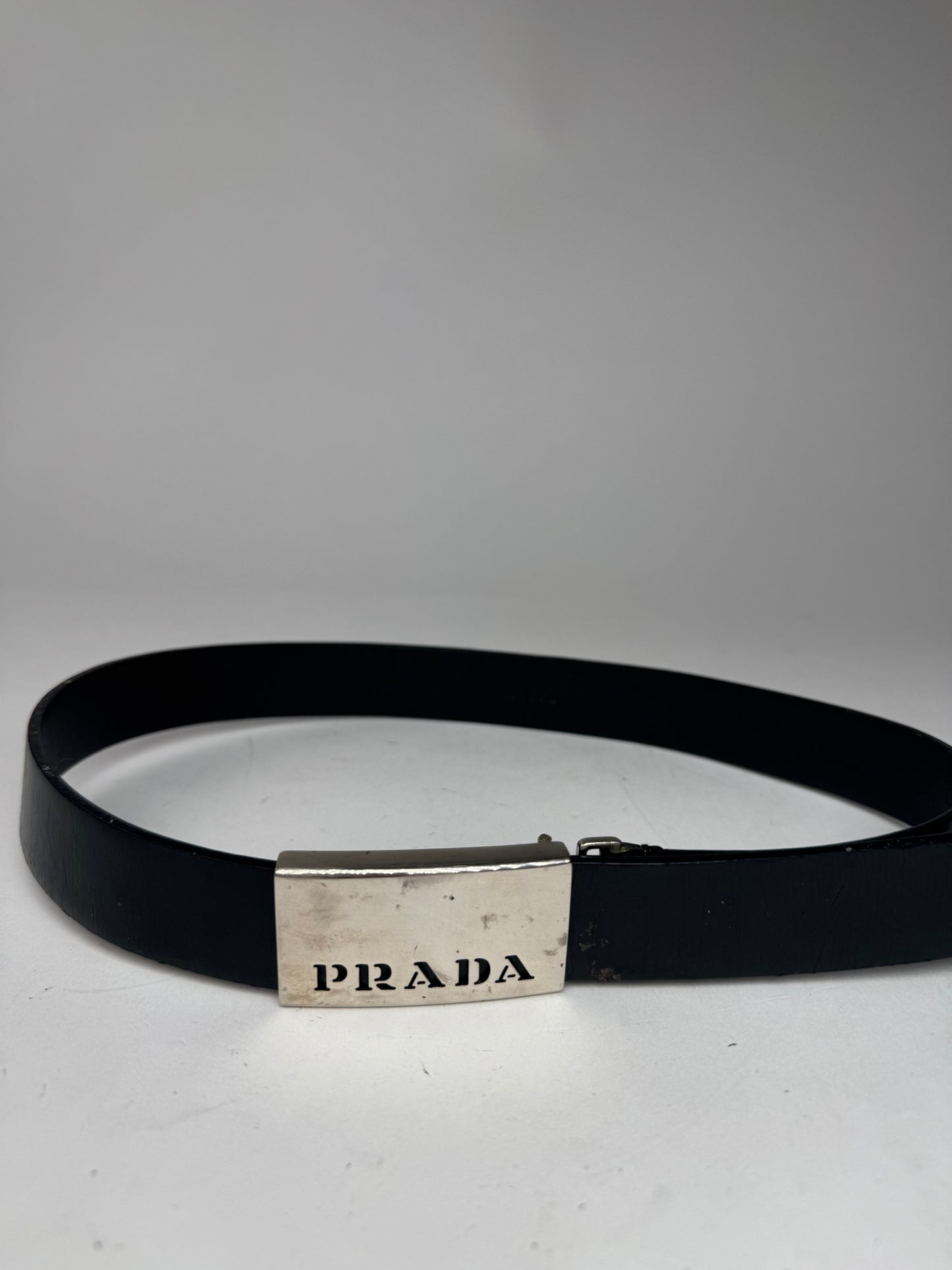 Vintage Prada Leather Belt Black