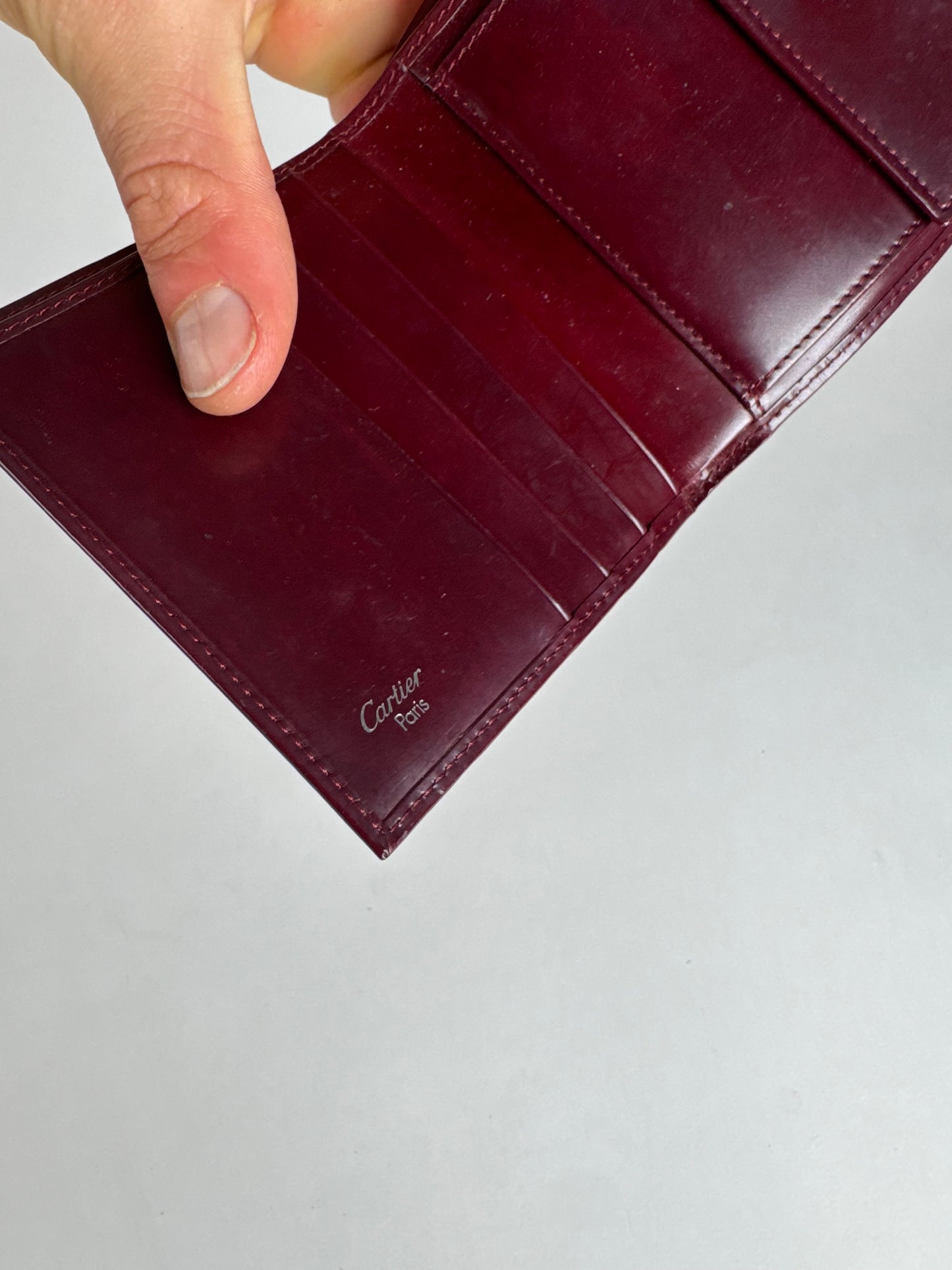 Vintage Cartier Panthere Latent Leather Wallet burgundy