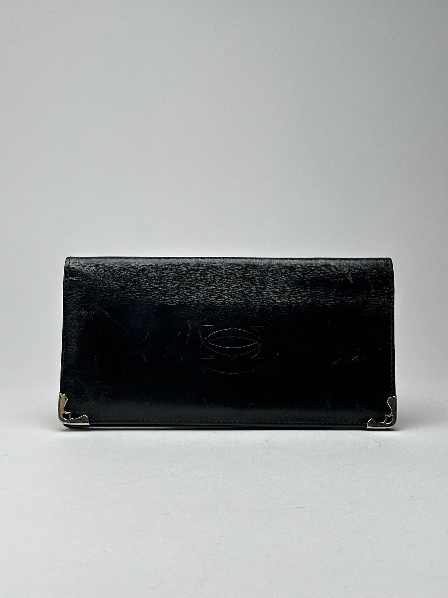 Vintage Cartier leather ID holder black