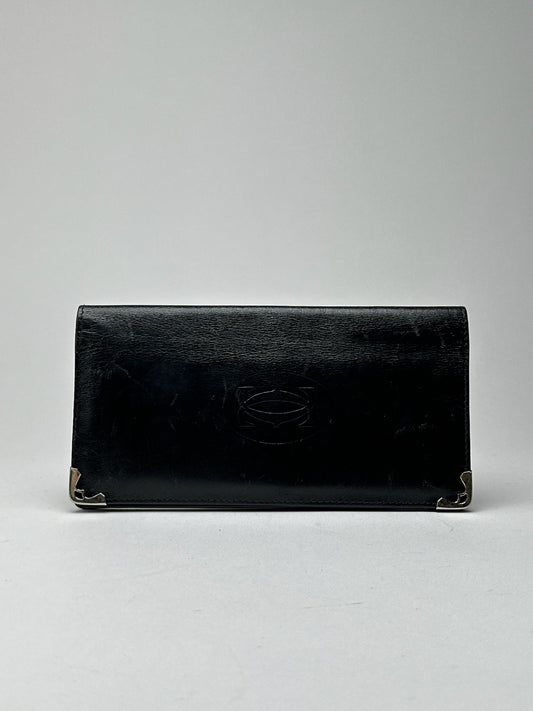 Vintage Cartier leather ID holder black
